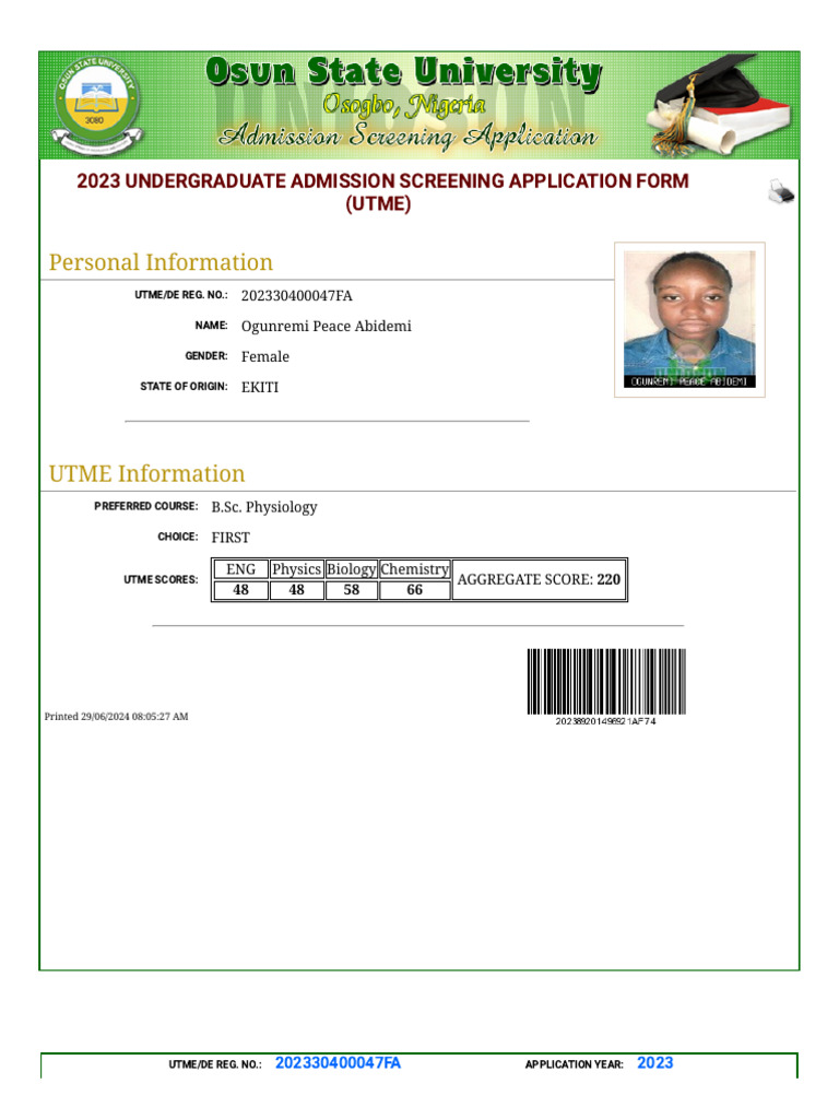 2023 Undergraduate Admissions Screening Application Forms | PDF ...