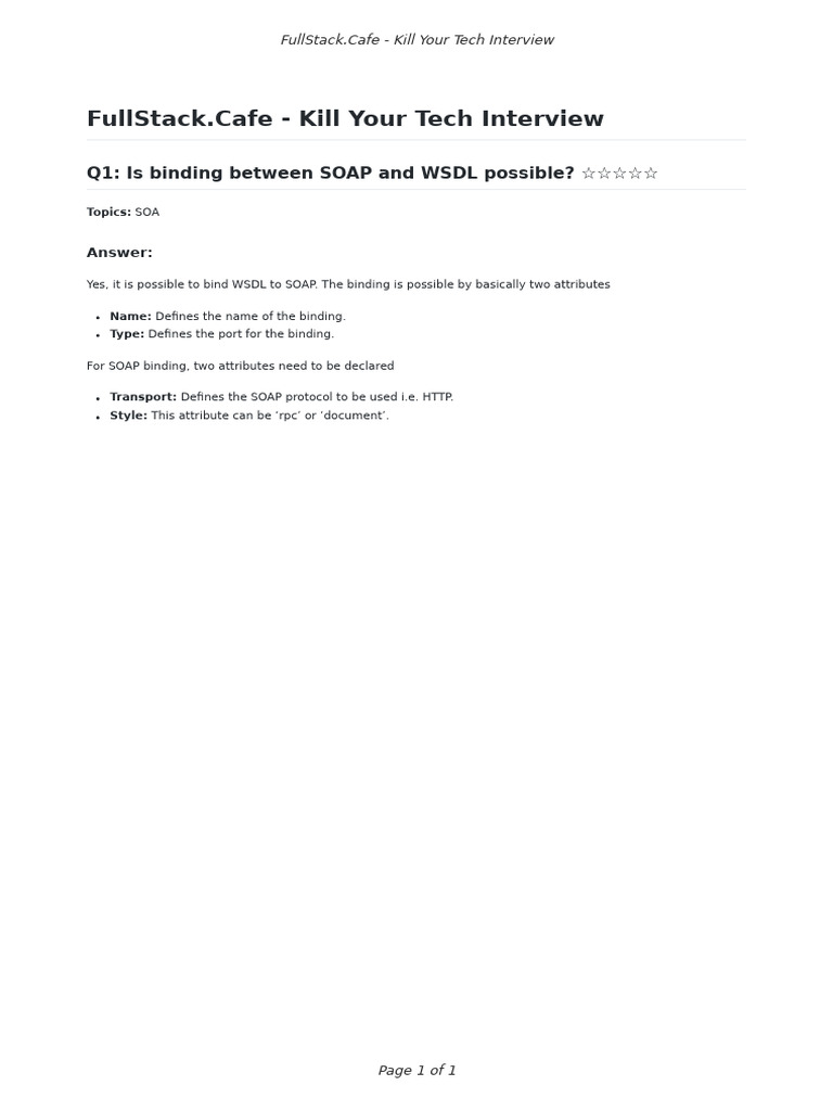 Top 21 SOA Interview Questions 02 | PDF