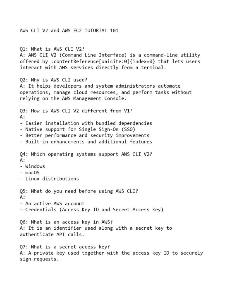 AWS CLI V2 and AWS EC2 TUTORIAL 101 | PDF | Command Line Interface ...