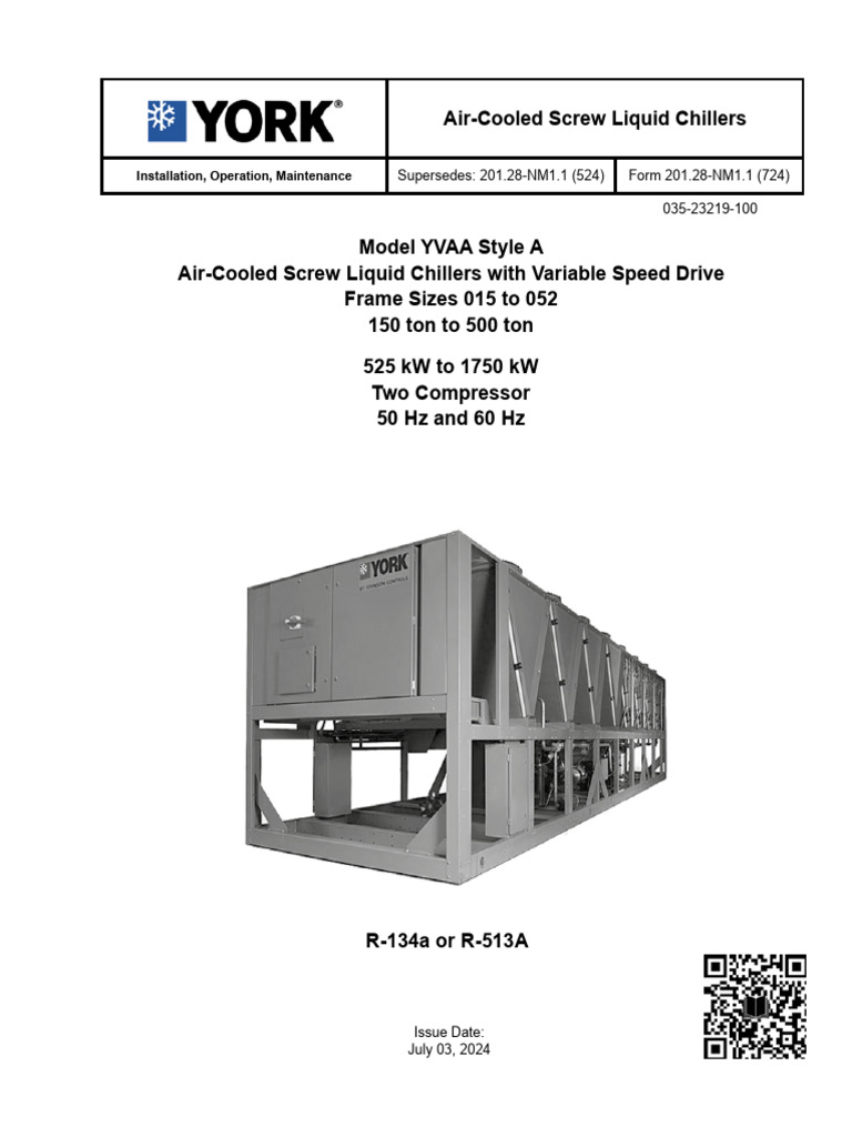YORK YVAA Chiller Manual | PDF | Electricity | Electrical Engineering