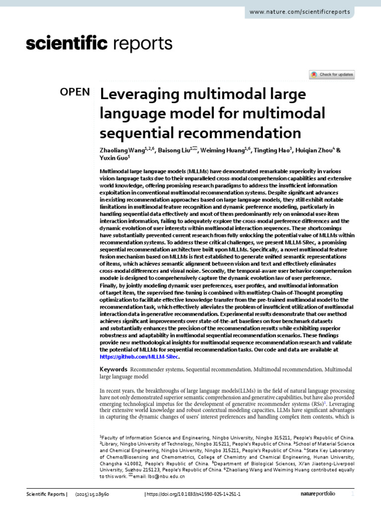 Leveraging Multimodal Large Language Model For Multimodal Sequential ...