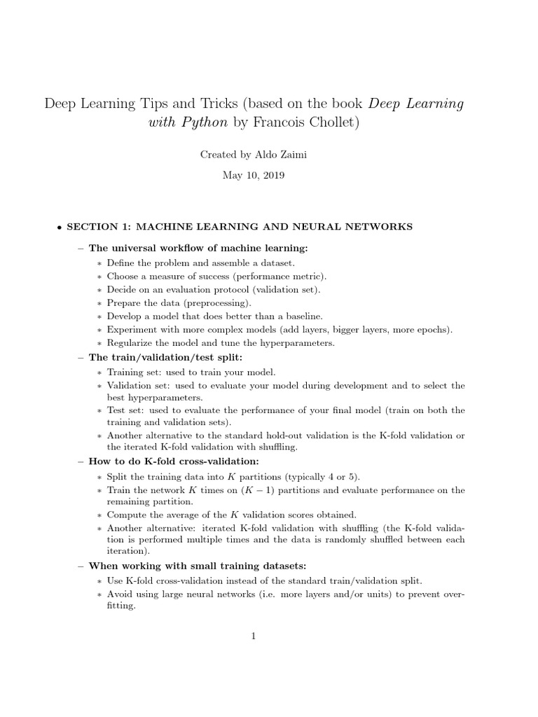 Deep Learning Tips and Tricks | PDF | Computational Neuroscience | Learning