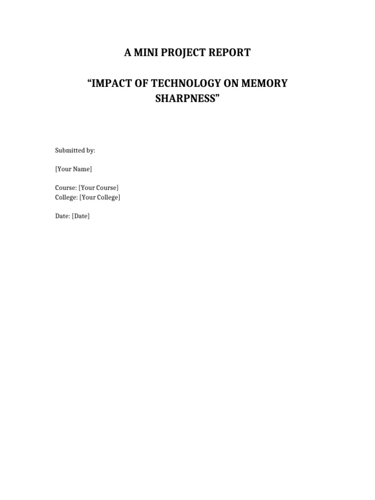 Technology and Memory Project | PDF