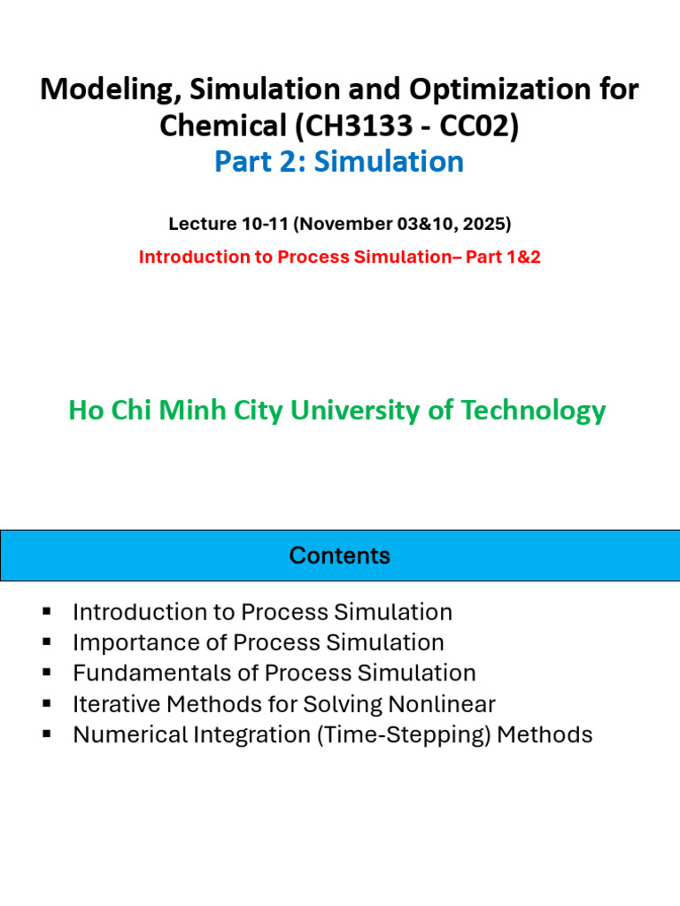 Lecture 1011 - Introduction To Process Simulation - Part 1-2 | PDF ...