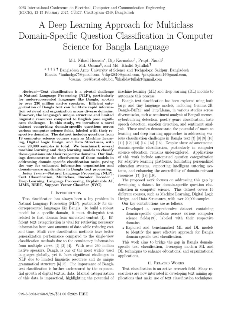 A Deep Learning Approach For Multiclass Domain-Specific Question ...