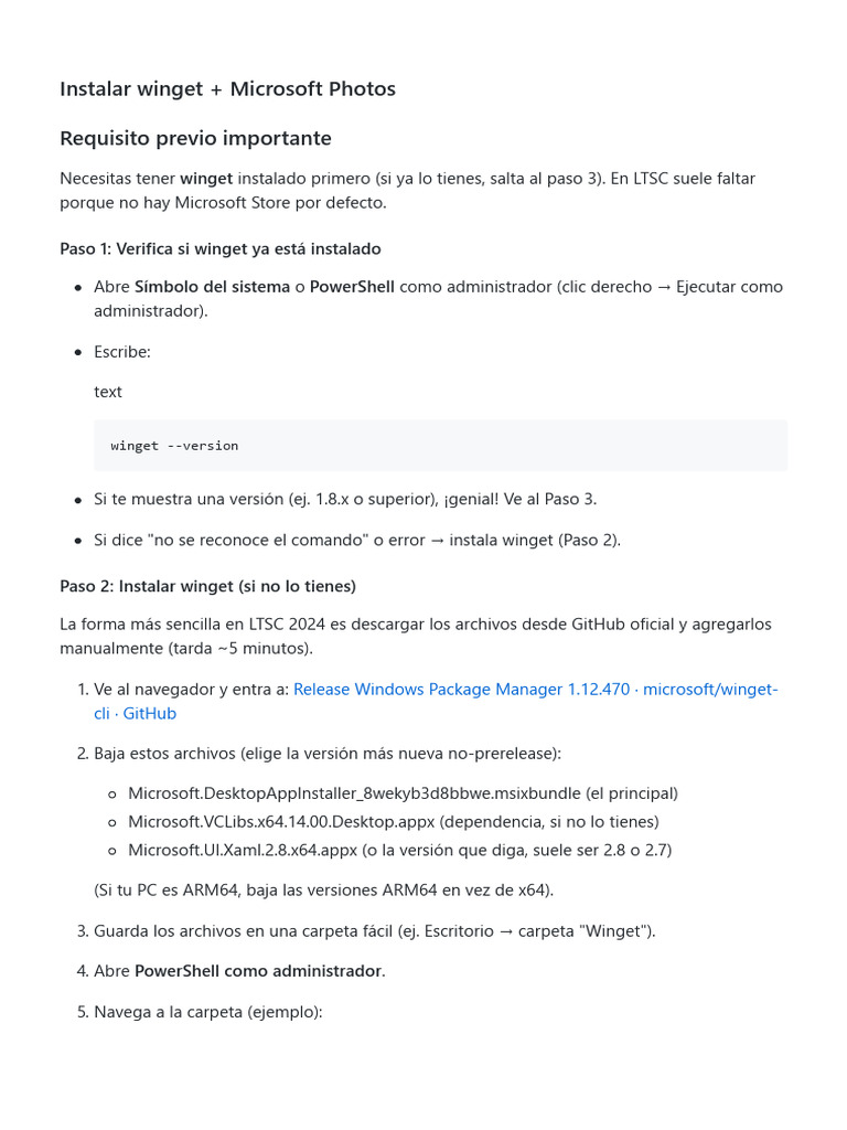 Instalar Winget + Microsoft Photos | PDF | Compatibles con PC Ibm ...