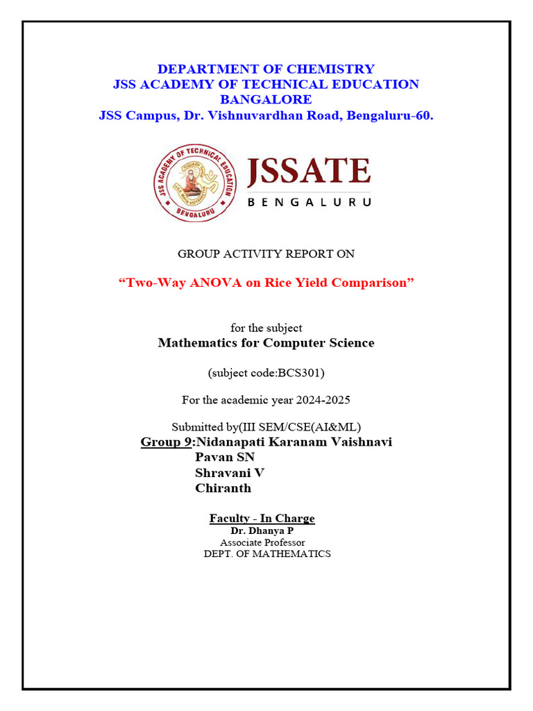 Maths Report Final | PDF | F Test | Analysis Of Variance