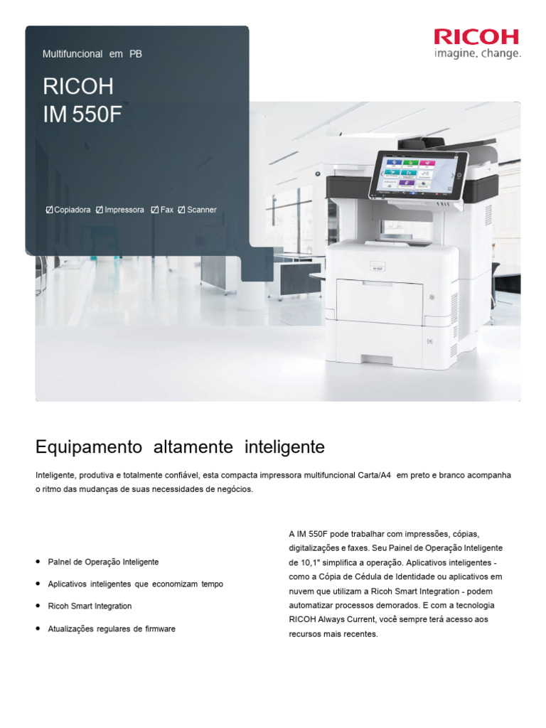 IM 550F Spec Sheet Portugues v4 | PDF | Impressão | USB