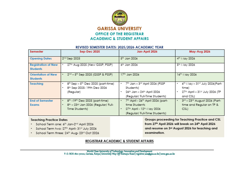 Revised Semester Dates - 20252026 Academic Year | PDF | Military ...