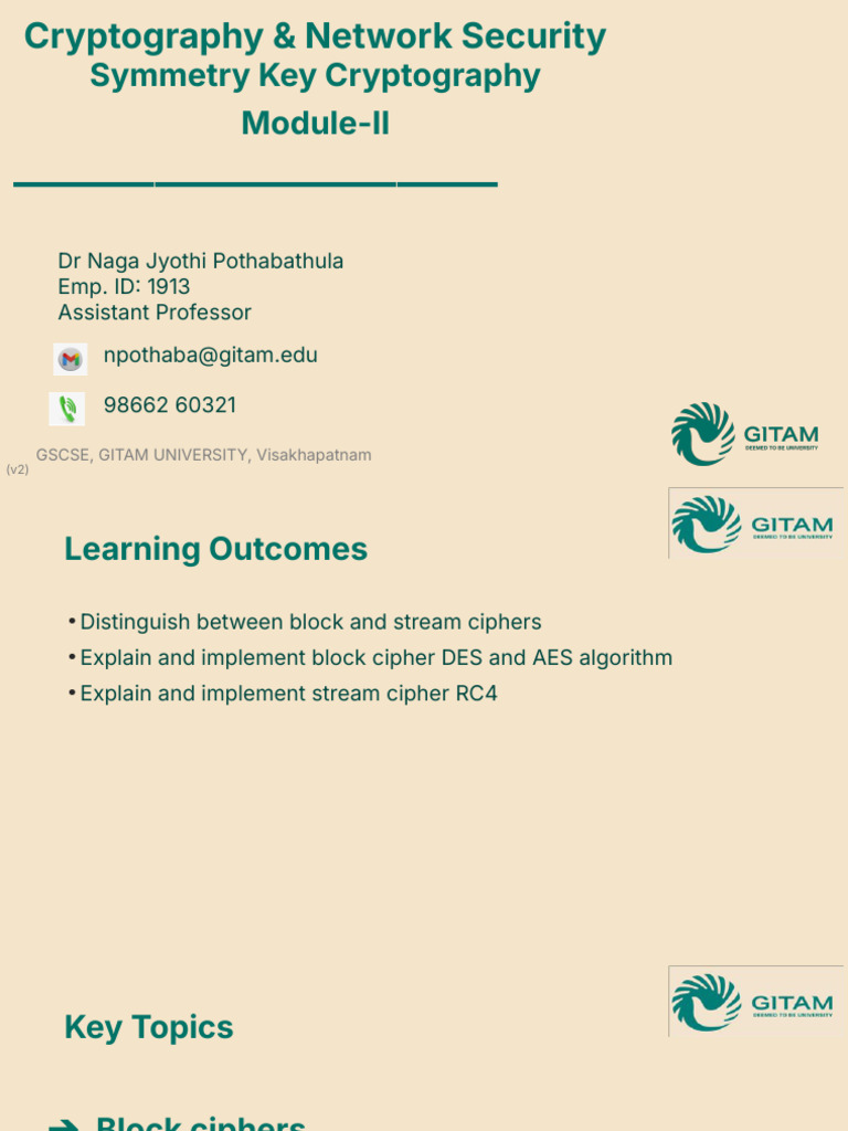 CSEN2071 Module II | PDF | Encryption | Cipher