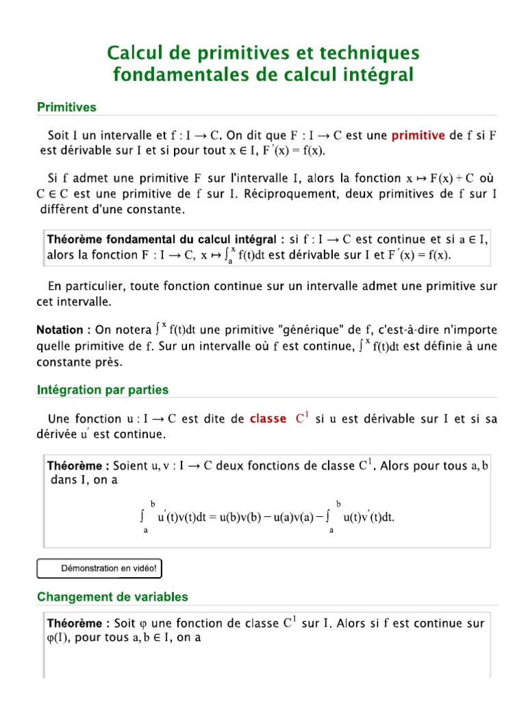 Bibmath13 Intégration1 - Calcul Des Primitives (35ex) | PDF