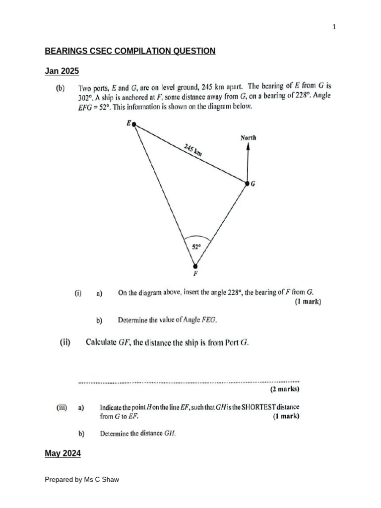BEARINGS CSEC COMPILATION QUESTION | PDF