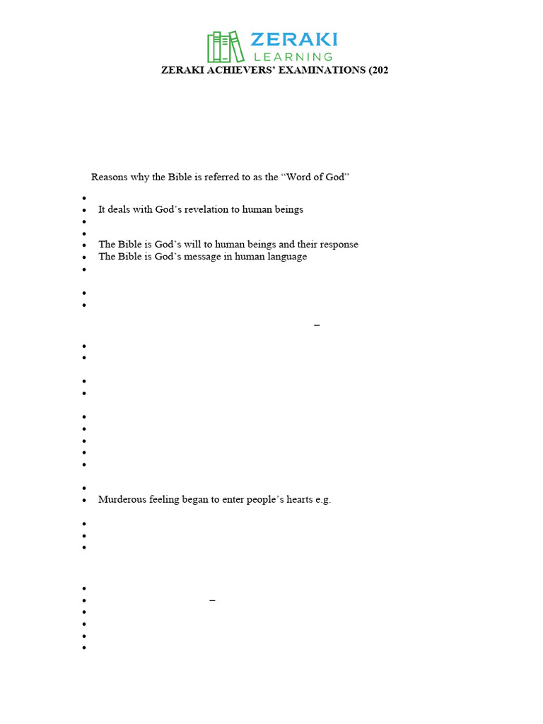 CRE FORM 2 - Marking Scheme | PDF