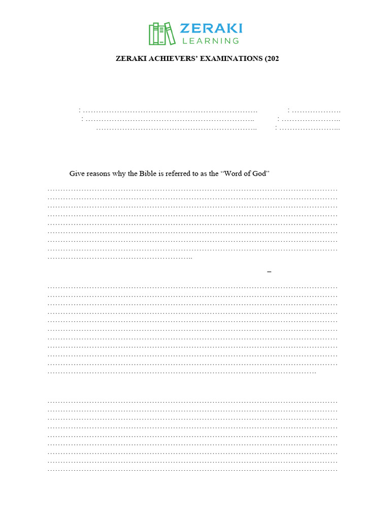 CRE FORM 2 - Question Paper | PDF | Abrahamic Religions | Theology