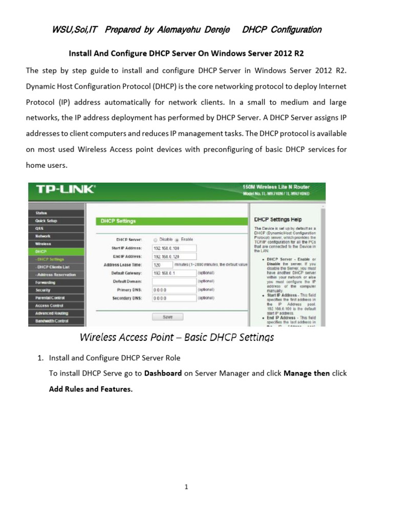 Install and Configure DHCP Server On Windows Server 2012 R2 | PDF