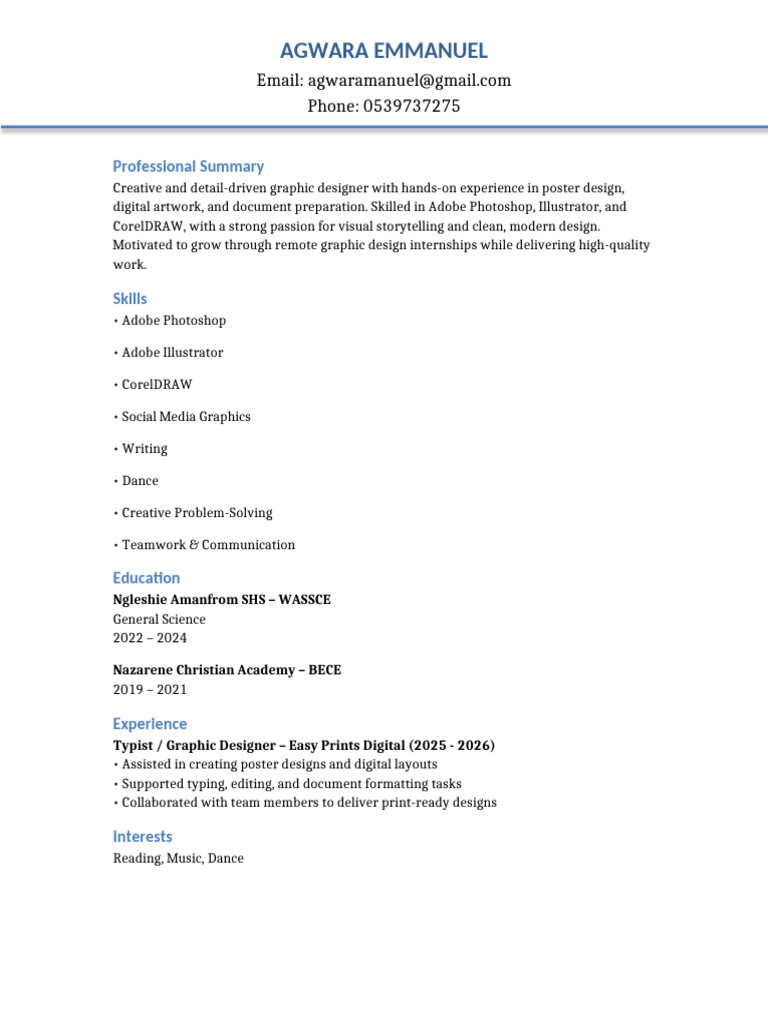 Agwara Emmanuel Cv | PDF