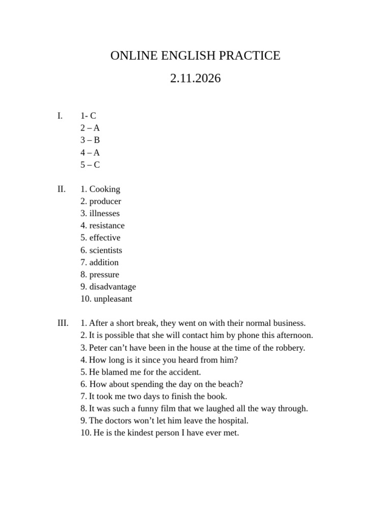 Online English Practice | PDF