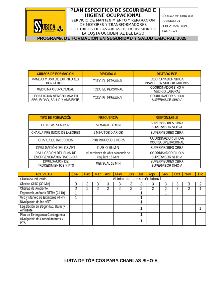 3 Programa de Formacion en Seguridad y Salud Laboral | PDF | Seguridad ...