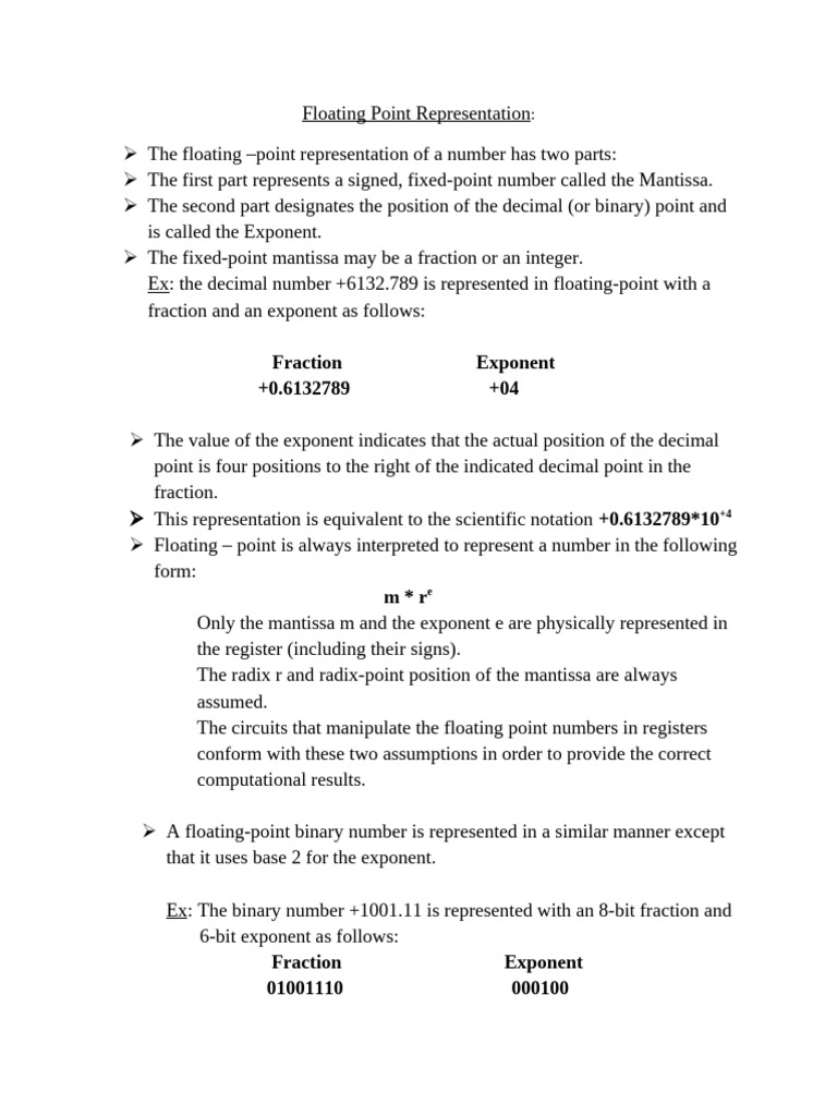 Floating Point Representation | PDF
