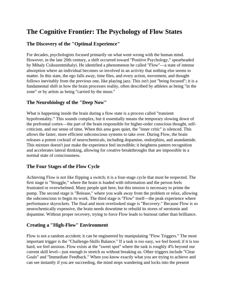 The Cognitive Frontier the Psychology of Flow States | PDF | Flow ...