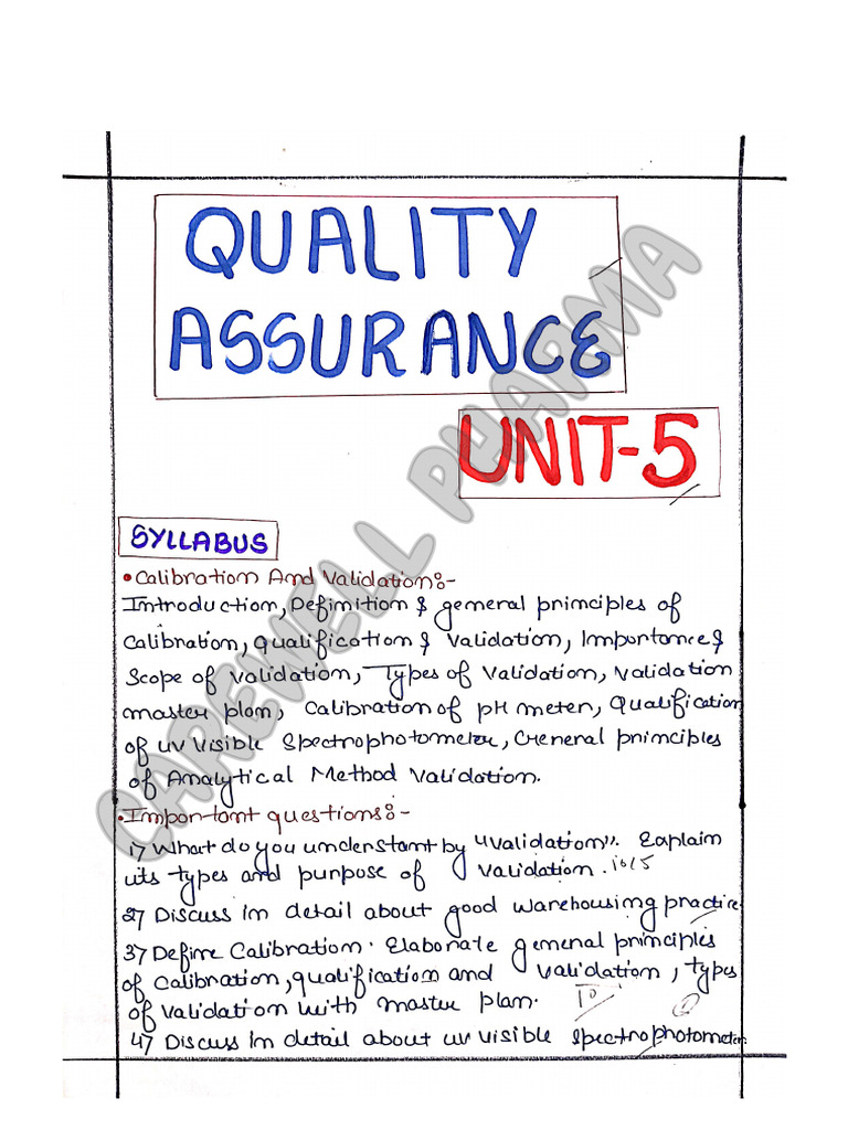 Unit 5, Pharmaceutical Quality Assurance, B Pharmacy 6th Sem, Carewell ...