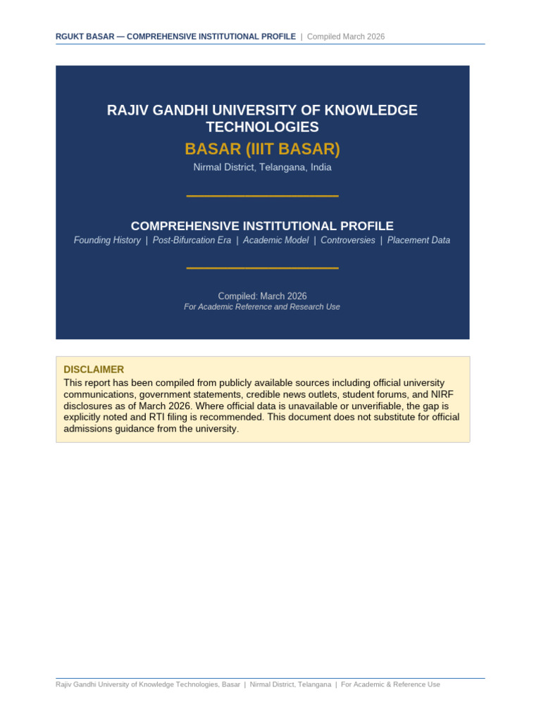 RGUKT Basar Comprehensive Profile | PDF