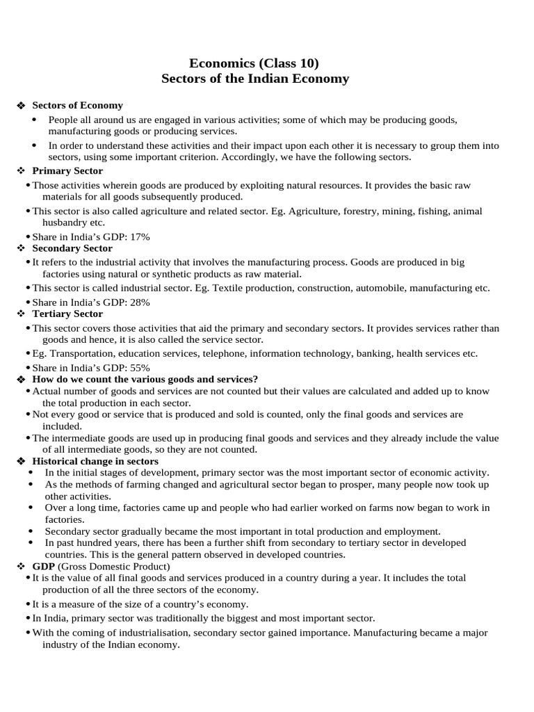 Sectors of The Indian Economy | PDF | Employment | Underemployment