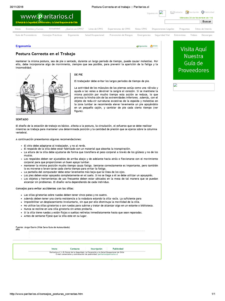 Postura Correcta en El Trabajo - Paritarios | PDF