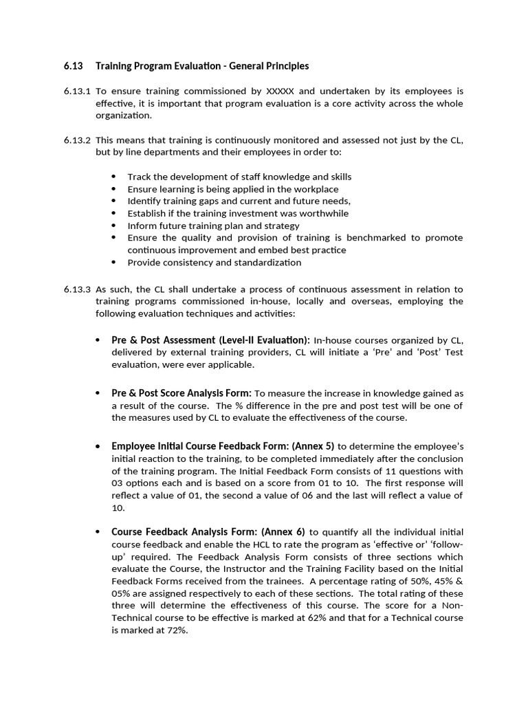 Training Program Evaluation - General Principles | PDF | Program ...
