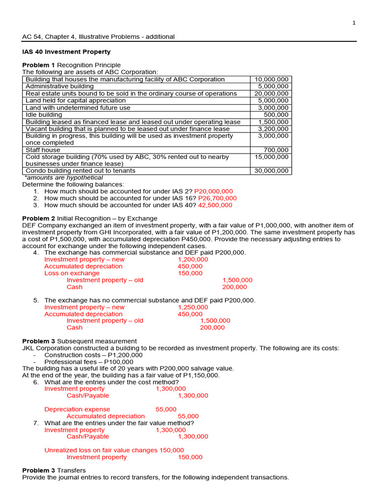 AC 54, Chapter 4 Illustrative Problem Only_Answers | PDF | Fair Value ...
