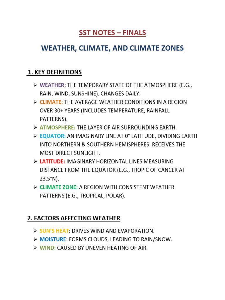 Sst - Final Notes - Rs | PDF | Tropics | Weather
