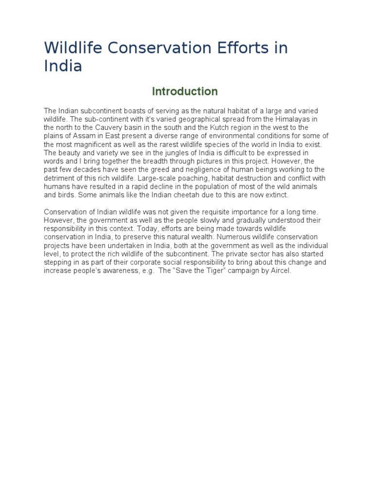 Wildlife Conservation in India Overview | PDF | Fauna Of Asia | Ecology