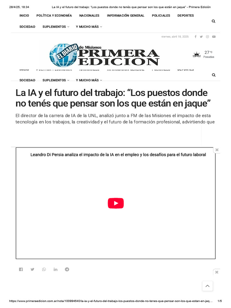 La IA y El Futuro Del Trabajo - "Los Puestos Donde No Tenés Que Pensar ...