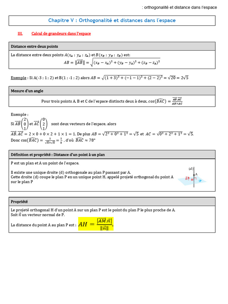 Cours - Calcul de Grandeurs Dans Lespace | PDF