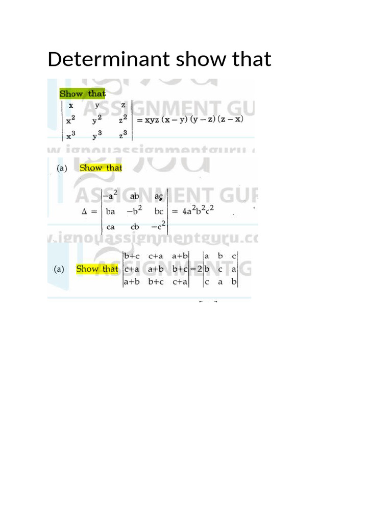 Determinant Show That | PDF