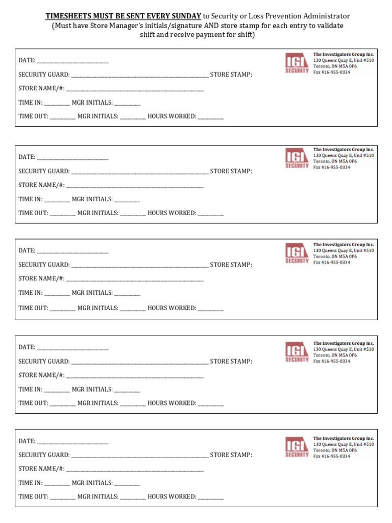 IGI - Timesheet | PDF