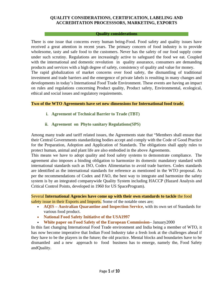Quality Considerations, Certification, Labeling and Accreditation ...