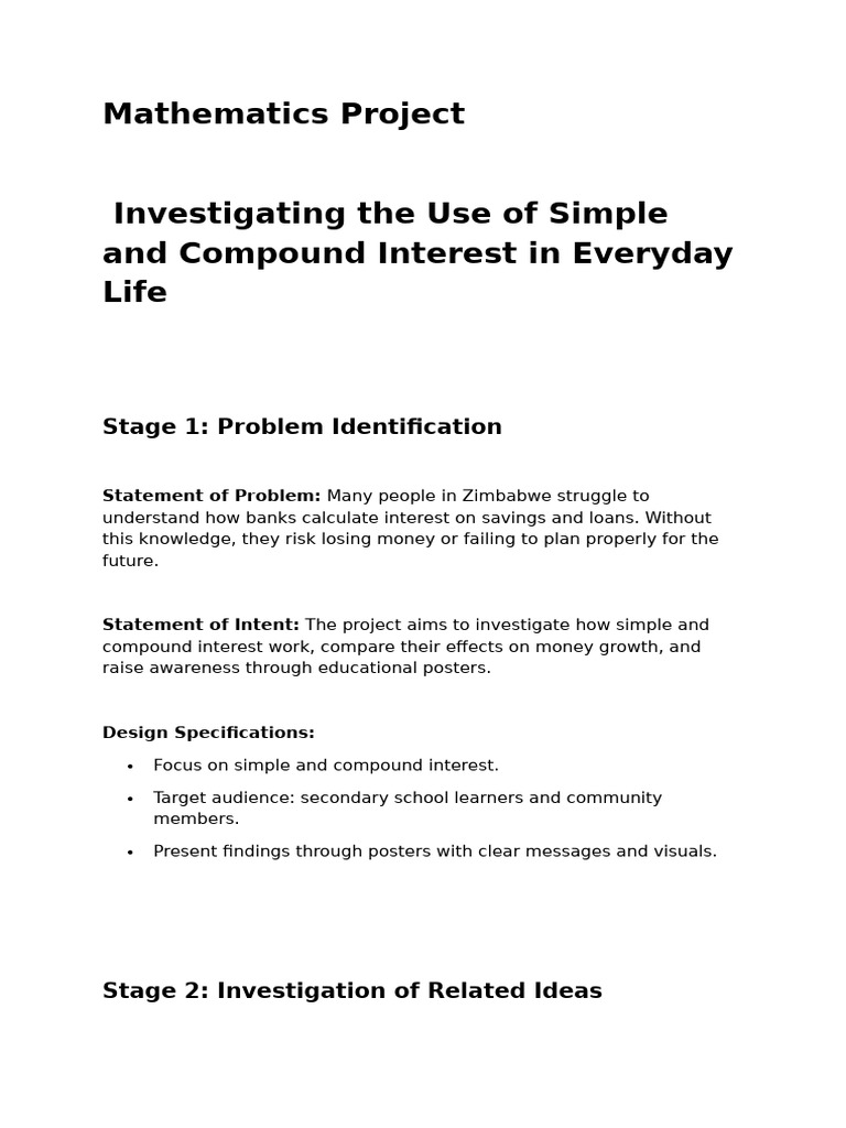 Mathematics Project1 Finished | PDF | Interest | Compound Interest