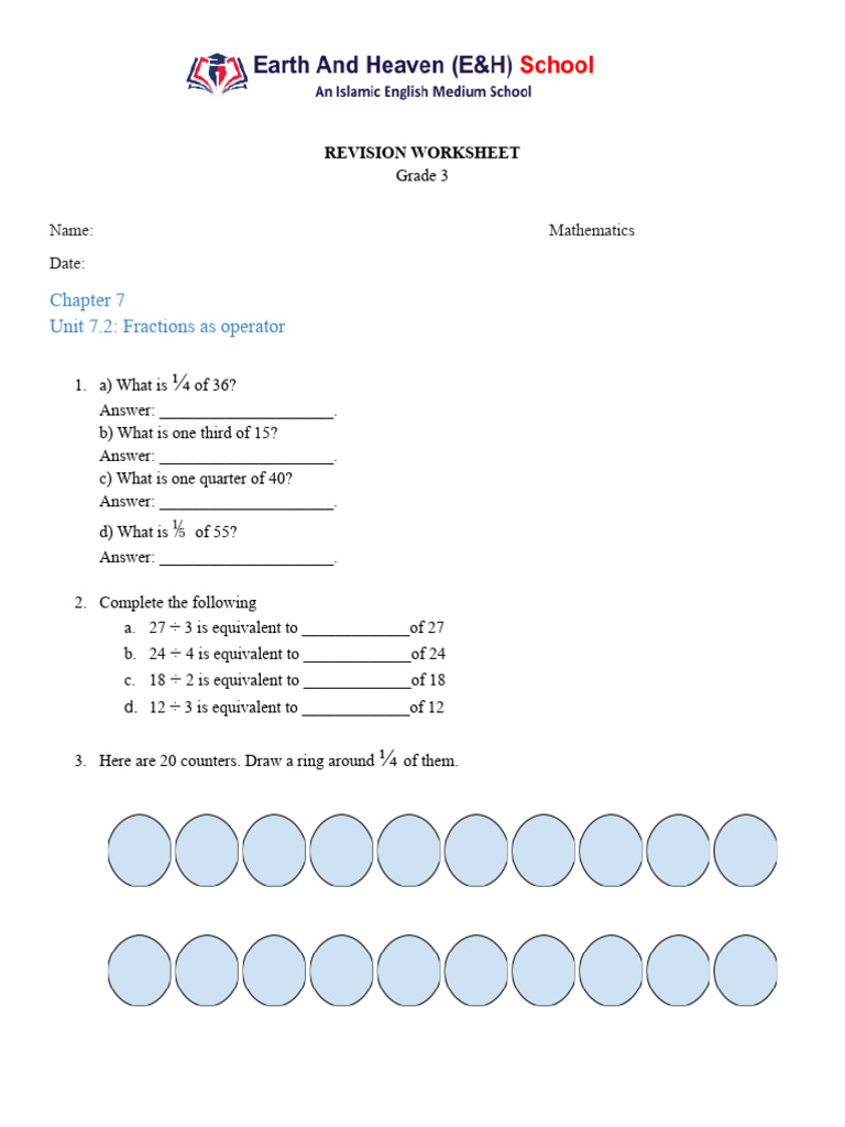 Revision Worksheet Math G-3 | PDF