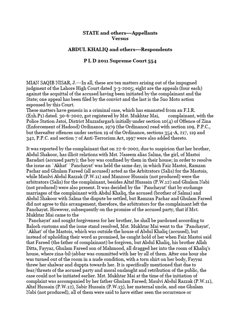 PLD 2011 Supreme Court 554 | PDF | Acquittal | Criminal Law