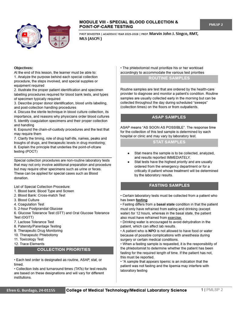 Choi PMLSP 2 Module Viii | PDF | Blood Donation | Hypoglycemia