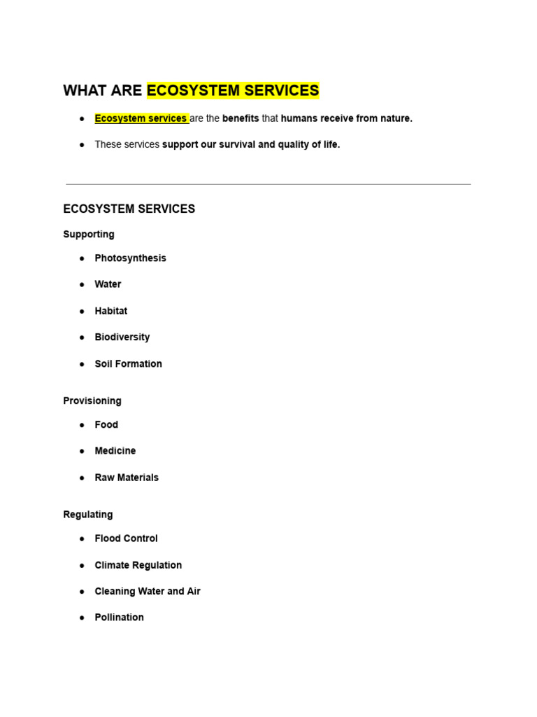 What Are Ecosystem Services | PDF | Ecosystem | Waste