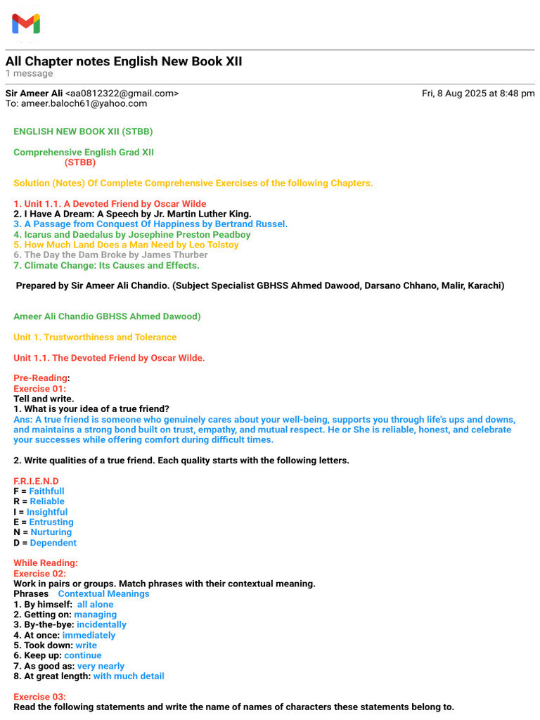 Gmail - All Chapter Notes English New Book XII | PDF