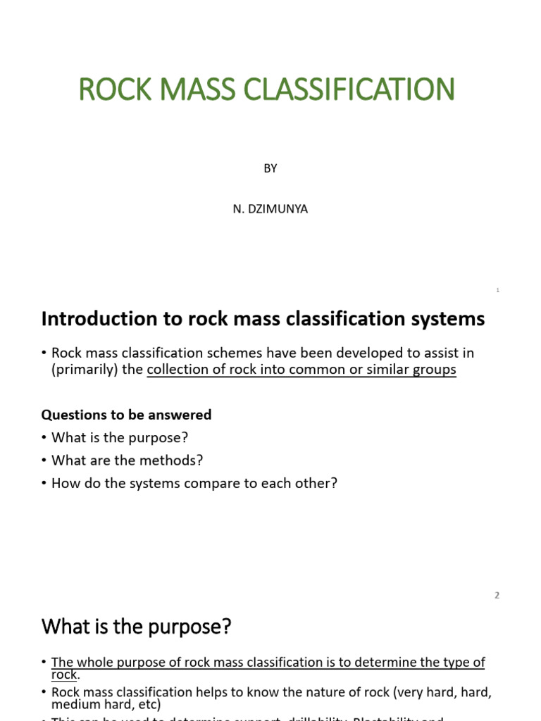 Rock Mass Classification | PDF | Tunnel