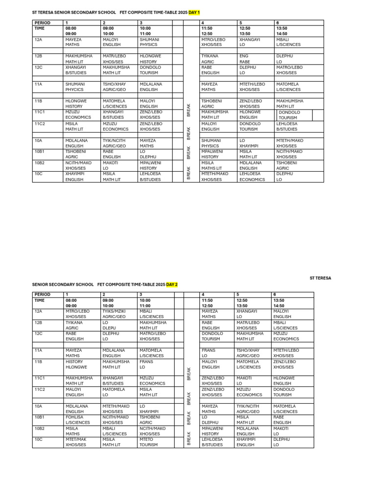 Fet Time Table 2025-1 | PDF