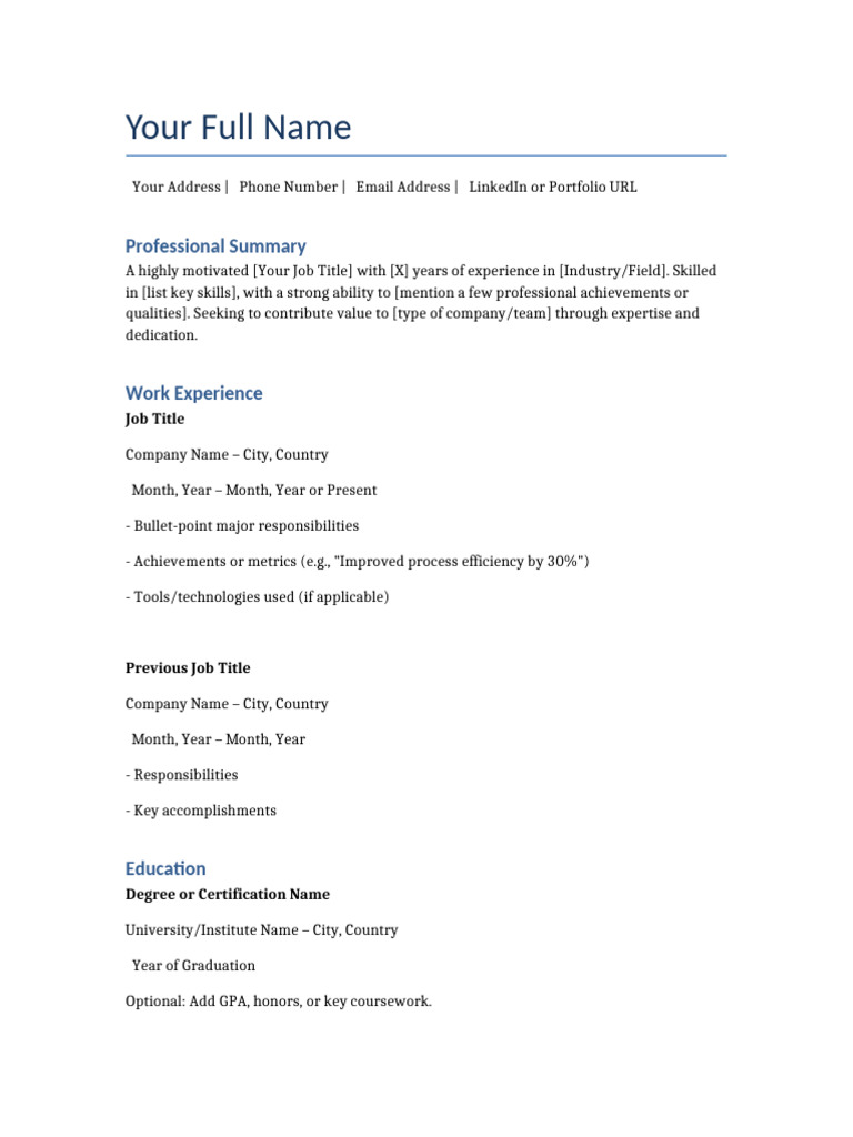 Free CV Template | PDF