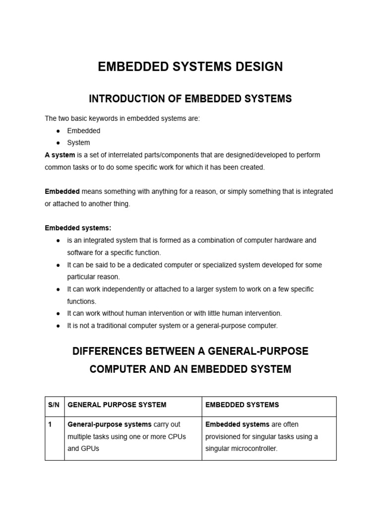 CPE 511 - EMBEDDED SYSTEMS DESIGN - Prof Oke | PDF | Embedded System ...