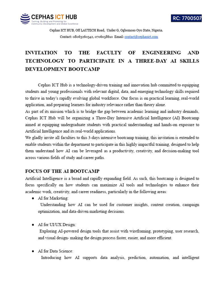 Fet Ai Bootcamp Invite | PDF | Artificial Intelligence | Intelligence ...