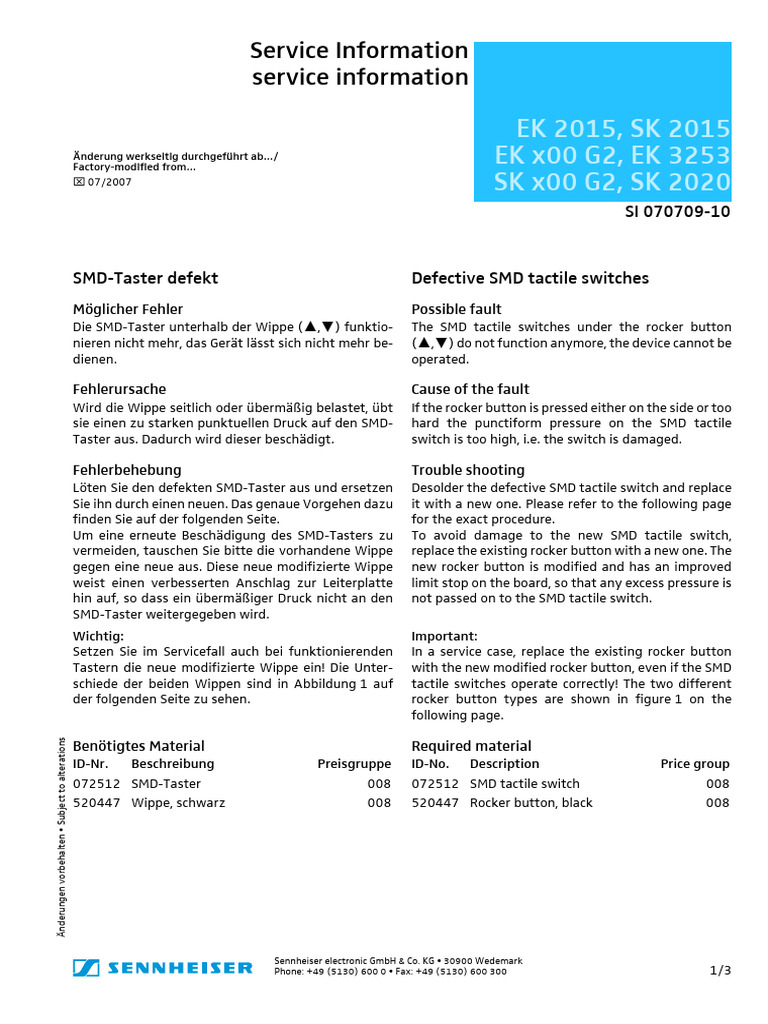 EK 2015, SK 2015 EK x00 G2, EK 3253 SK x00 G2, SK 2020: Service ...