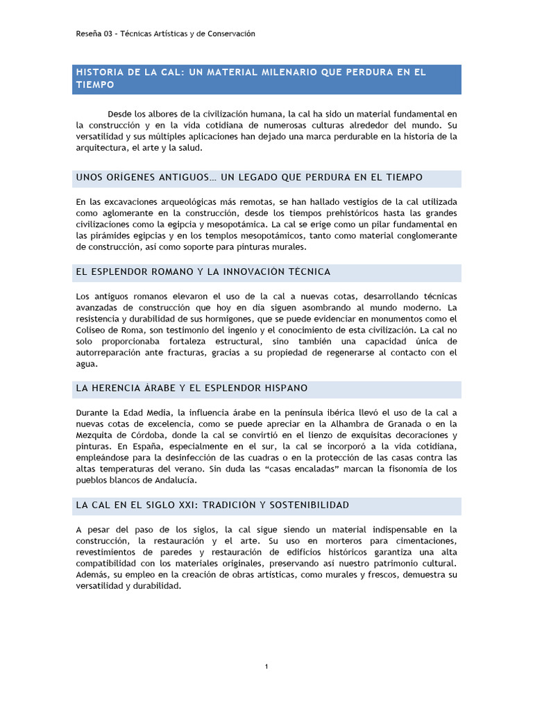Reseña 03 Técnicas Cal PVargas | PDF | Lima (Material)